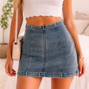 Free People Blue Denim Mini Skirt